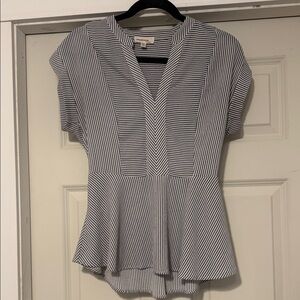 Monteau Black and White Striped Blouse